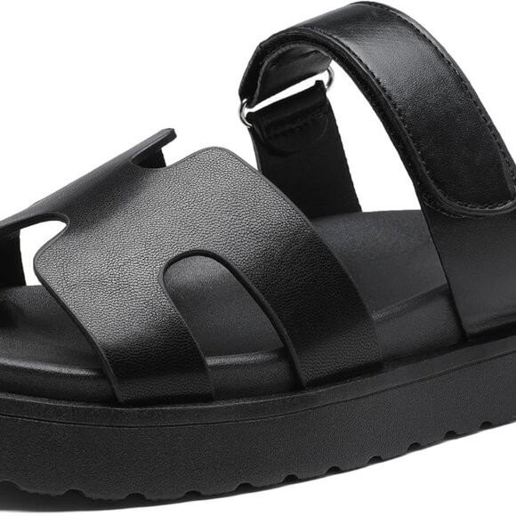 Women's Thick Platform Slide Sandals anti-slip Sole Open Toe Strap Summer Flats - Picture 1 of 7